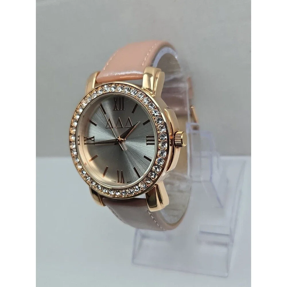 HJGreek Tri Delta Jeweled Blush Sorority Watch Rose Gold Crystals New Battery